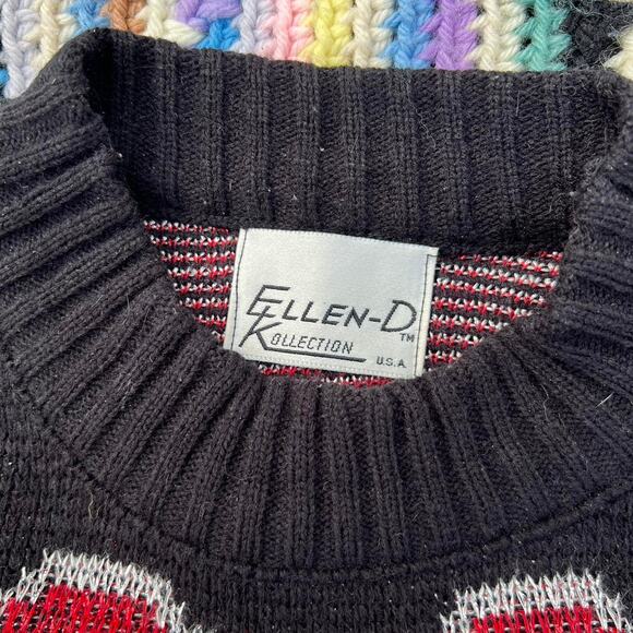 80s Ellen D metallic knit ornament sweater - Picture 5 of 8